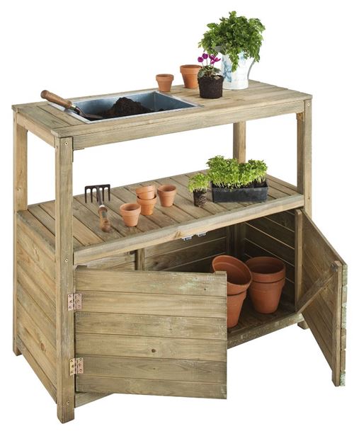 Jardipolys - Table jardinage 2 portes + 1 étagère