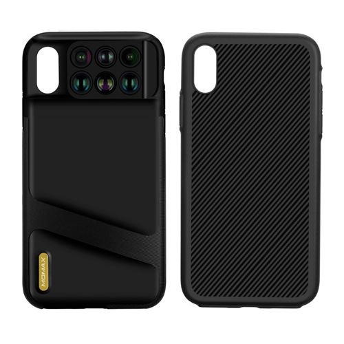Coque en TPU filtre 6 en 1 pour caméra macro externe grand angle fisheye telephoto à filtre hybride noir pour votre Apple iPhone XS 5.8 inch