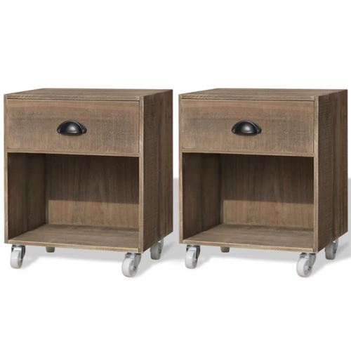 vidaXL Nachtkastje 2st bruin massief hout