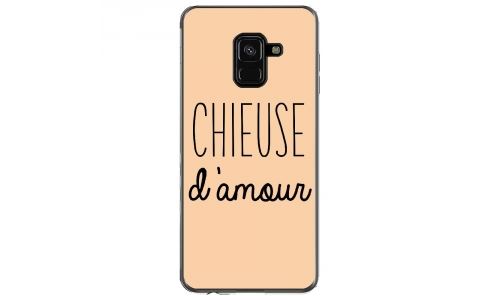 Coque souple pour Samsung Galaxy A8 2018 avec impression Motifs Chieuse d'Amour beige