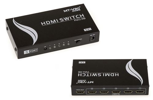 SWITCH HDMI 1.4B 5 ENTREES VERS 1 SORTIE - BOITIER METAL - AVEC TELECOMMANDE Boitier Métal