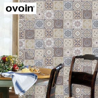 Rouleau De Papier Peint Marocain Style Vintage Bleu De Carreaux Faux