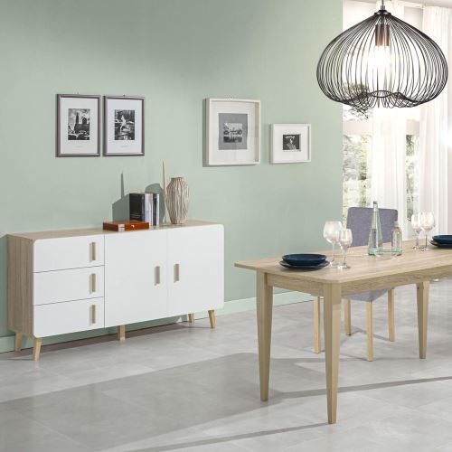Aneby - Ensemble Table Repas et Buffet 2 Portes Effet Bois