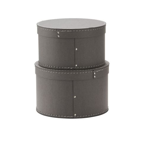 Kid's Concept boîte de rangement ronde 2 pcs gris