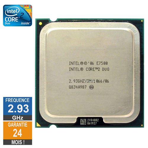 Processeur Intel Core 2 Duo E7500 2.93Ghz Slgte Lga775 3Mo