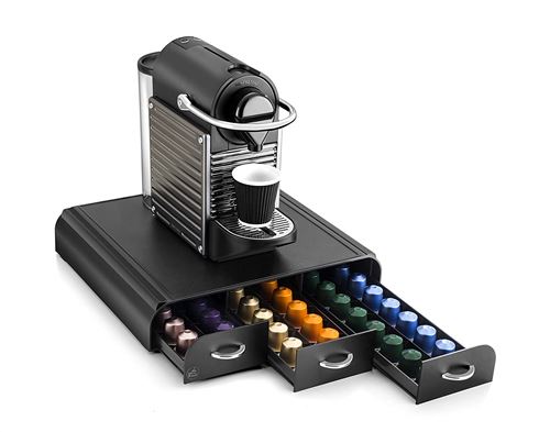 Cep Neem een pauze - 3-lagige koffiepadhouder die compatibel is met Nespresso, Vertuo, Dolce Gusto en Special. T - Kunststof - Zwart - 34,2 x 32,7 x 6,9 cm