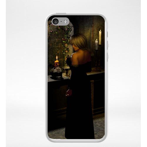Coque Girl In Black Compatible Iphone 5c Transparent