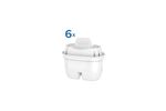 Pack de 6 filtres pour carafes filtrantes Philips gamme Mayflower. Réduit la teneur en micro plastique, chlore, calcaire, métaux lourds et autres PFOA. Débit de filtration de l'eau 0,3 litre / mn. Compatible Brita Maxtra +
