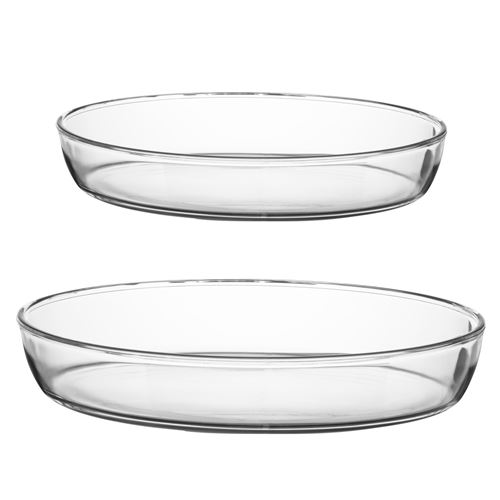 Lot De 2 Plats Ovales De Cuisson En Verre