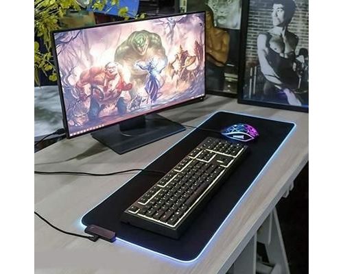 Tapis de Souris LED pour PC ORDISSIMO Clavier Bureau 7 couleurs Deperlant 30x78cm (NOIR)