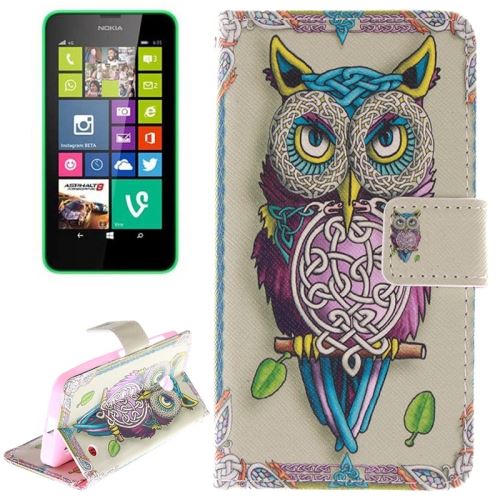 Nokia Lumia 630 Housse Etui Cuir PU Hiboux ALS54687