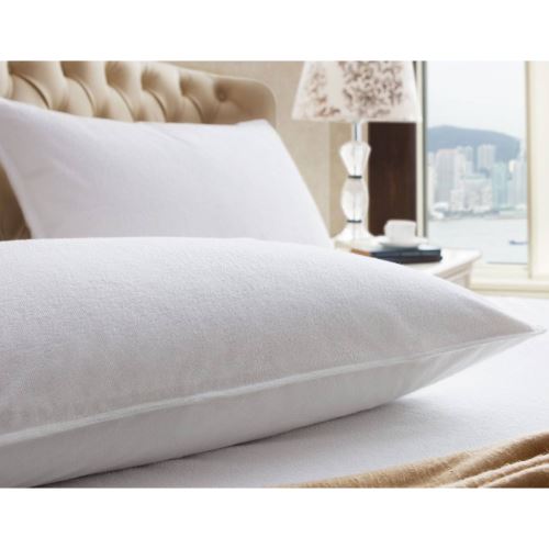 Lot de 2 Protège Oreillers 100% Coton 160gr/m² SECURE Blanc 65x65