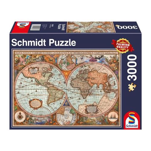 Schmidt Spiele Neutre Puzzle Mappemonde Antique, 3000 Pcs