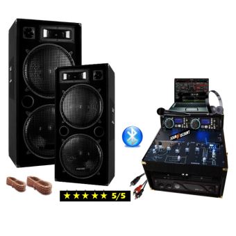 Pack Sono Avec 2 Enceintes 1000w 1 Ampli 1000w Double Cd Table De Mixage Micro Casque Cable Pc Cable Pc Pa Dj Light Enceintes Baffle Et Amplis Top Prix Fnac