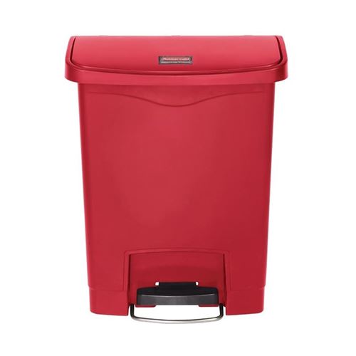 Poubelle à pédale frontale Rubbermaid Slim Jim rouge 30L - - Polyéthylène30425 x271x536mm