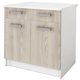 Meuble De Cuisine Avec Plan De Travail Start Meuble Bas De Cuisine Avec Plan De Travail L 80 Cm Decor Frene Sable Achat Prix Fnac