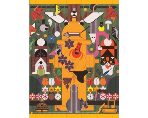 Puzzle 300 Pièces : Charley Harper : La biodiversité dans les banlieues, Pomegranate