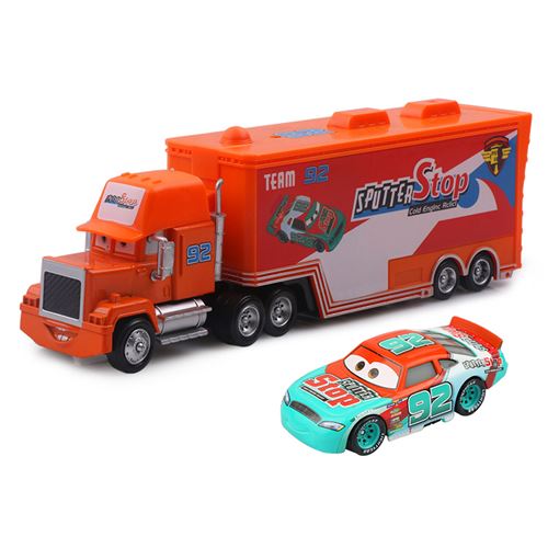 Camion Disney Pixar Mack-A24 avec 1 petit véhicule ,1:55 moulé ,21*6.5*4.5cm -Rouge