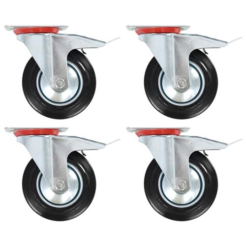 vidaXL 32x Roulettes Pivotantes Roues Fixes pour Chariot Roulant Etabli Panier d'Achat Etagère à Livre Tables de Travail Capacité de 100 kg 125 mm