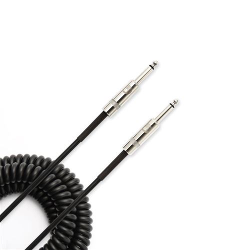 Planet Waves PW-CDG-30BK - Câble instrument spiralé Custom, noir, 9 m