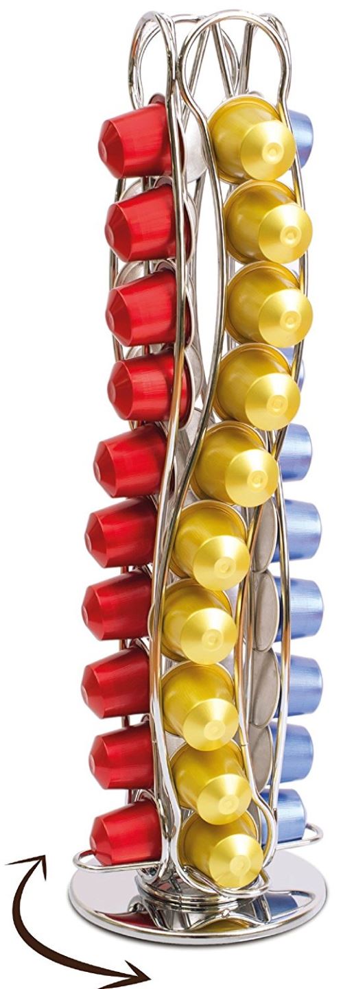Coffee Shop - Isis CH0016 - Porte Capsules Distributeur Présentoir Rotatif pour 40 capsules Nespresso Acier chromé
