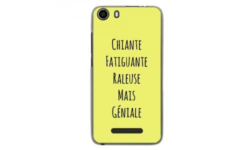 Coque souple pour Wiko Lenny 2 avec impression Motifs Chiante mais Géniale jaune