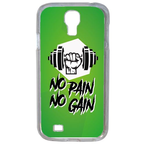 Coque No Pain No Gain Fond Vert Compatible Samsung Galaxy S4 Transparent