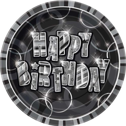 Haza Original panneaux de fête Happy Birthday noir 22,8 cm 8 pièces