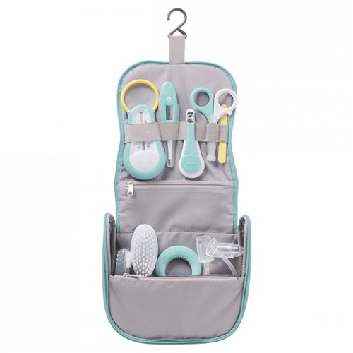 Trousse de toilette nomade 9 accessoires vert d'eau