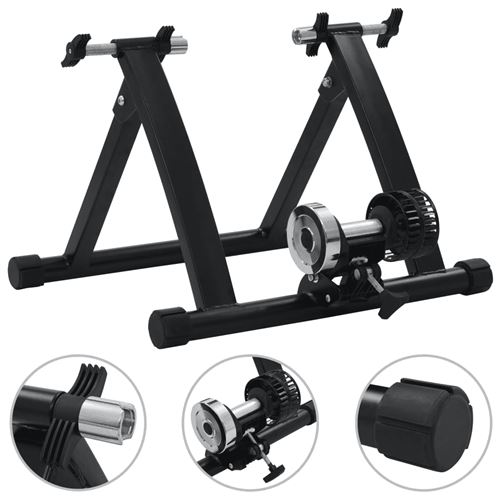 vidaXL Home Trainer Support à rouleau pour vélo d'appartement 26po-28po Acier Noir