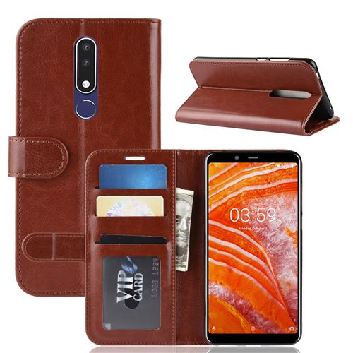 Etui en PU marron pour votre Nokia 3.1 Plus