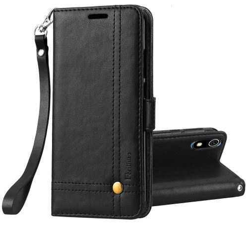 Housse pour Xiaomi Redmi 7A Housse Coque Etui de luxe Portefeuille Porte Carte Et Billet (avec support integré) Noir