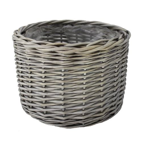 Medium Round Antique Wash Wicker Planteur