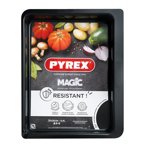 Plat a four Magic rectangulaire 35x26 cm - Pyrex - Noir - Métal