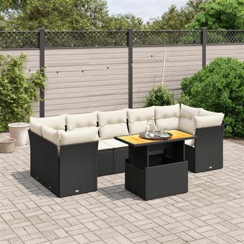 Vidaxl Noir 8 Pcs Salon De Jardin - Résine Tressée - Image 2