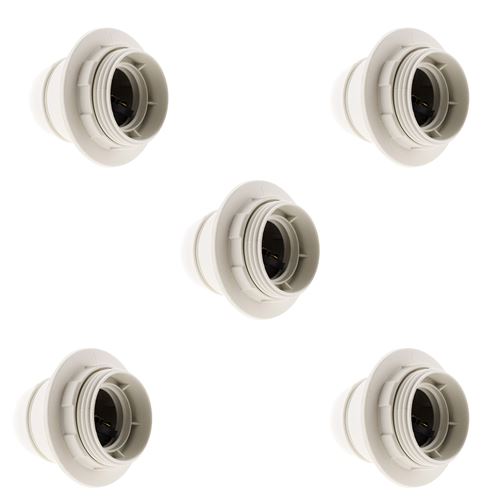 Zenitech - Lot de 5 douilles E27 + bague - Blanc