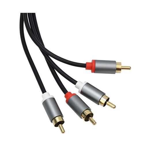 Avizar Noir Câble Audio 2 Rca Vers 2 Rca Double Blindage Avec Connecteurs Plaqués Or 1,5M - Image 2