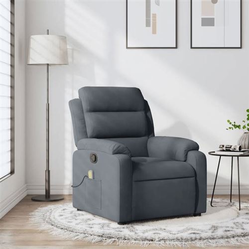 Vidaxl Gris Fauteuil De Massage Inclinable - Foncé Velours - Image 2