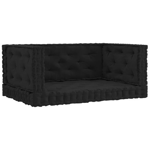 vidaXL Coussins de plancher de palette 4 pcs Noir Coton