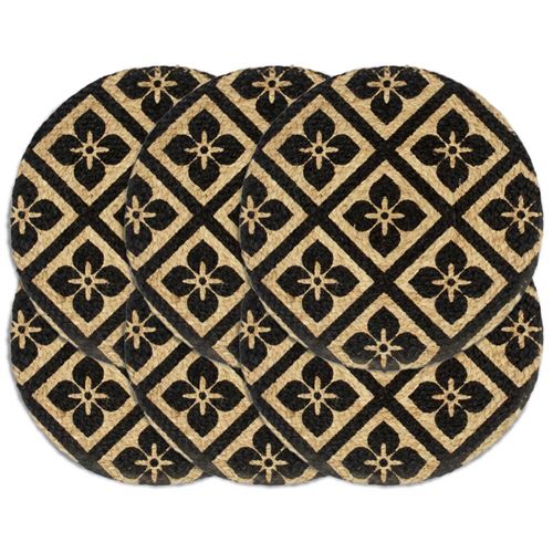 vidaXL Napperons 6 pcs Noir 38 cm Rond Jute
