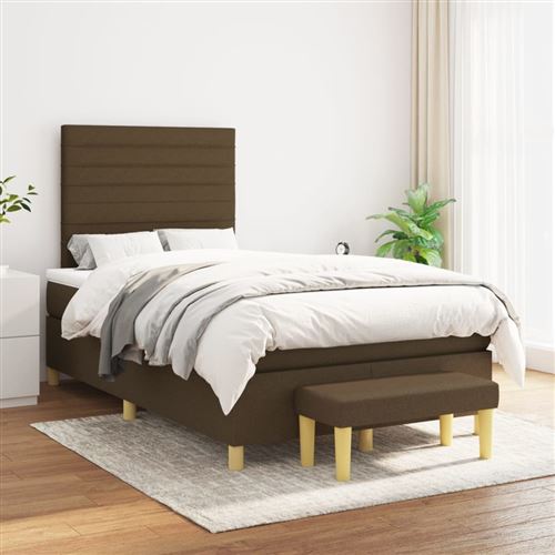 vidaXL Sommier à lattes de lit avec matelas Marron foncé 120x200 cm3137224