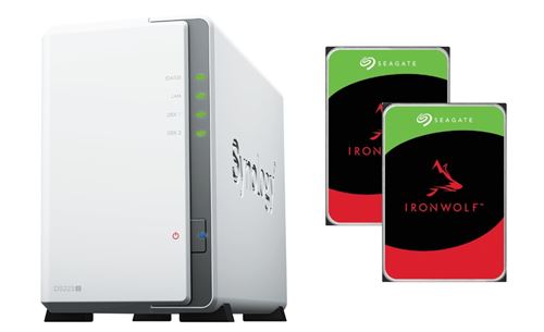 Serveur NAS Synology DS223J total 28To avec 2x disque dur ST 14To IRONWOLF