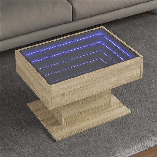 vidaXL Table basse avec LED chêne sonoma 70x50x45 cm bois d'ingénierie