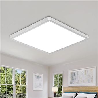 Plafonnier LED plafonnier salon lampe cuisine, métal aspect bois blanc, 23W  1300lm blanc chaud-blanc froid