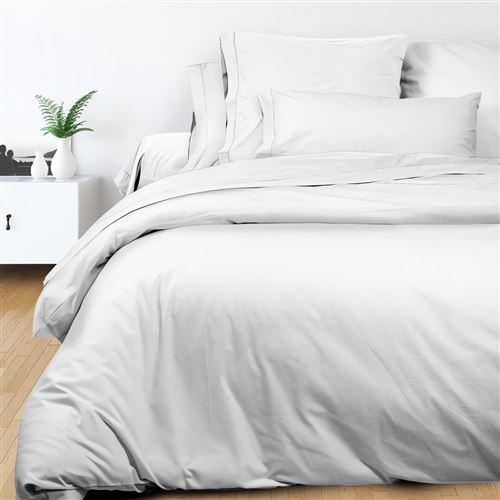 Housse de couette en coton 240x220 cm PERCALE blanc, par Soleil d'ocre