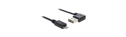 Delock Easy - Câble USB - USB (M) à angle gauche/droit, réversible pour Micro-USB de type B (M) droit - USB 2.0 - 50 cm - noir