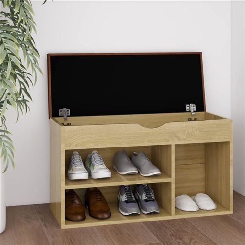 vidaXL Banc à chaussures et coussin Chêne sonoma 80x30x47 cm Aggloméré