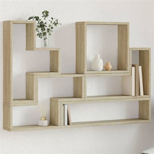 vidaXL - Étagère murale cube - 96x12x64 cm - Chêne Sonoma - Image 2