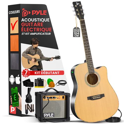 Guitare acoustique électrique - Pyle - 104 cm - Couleur naturelle brillante