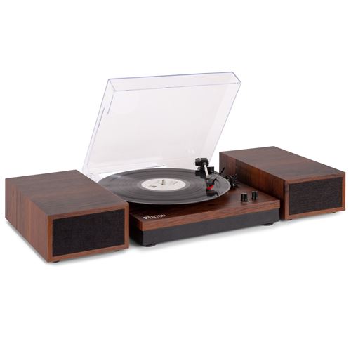 Fenton Rp165D Platine Vinyle Bluetooth Avec 2 Enceintes - Bois Foncé, 3 Vitesses De Lecture 33, 45 Et 78 Tours